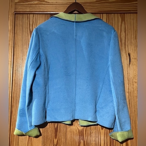 VTG Bernard Holtzman Harve Bernard Color Block Wool Blend Fleece Open Jacket - Picture 7 of 11